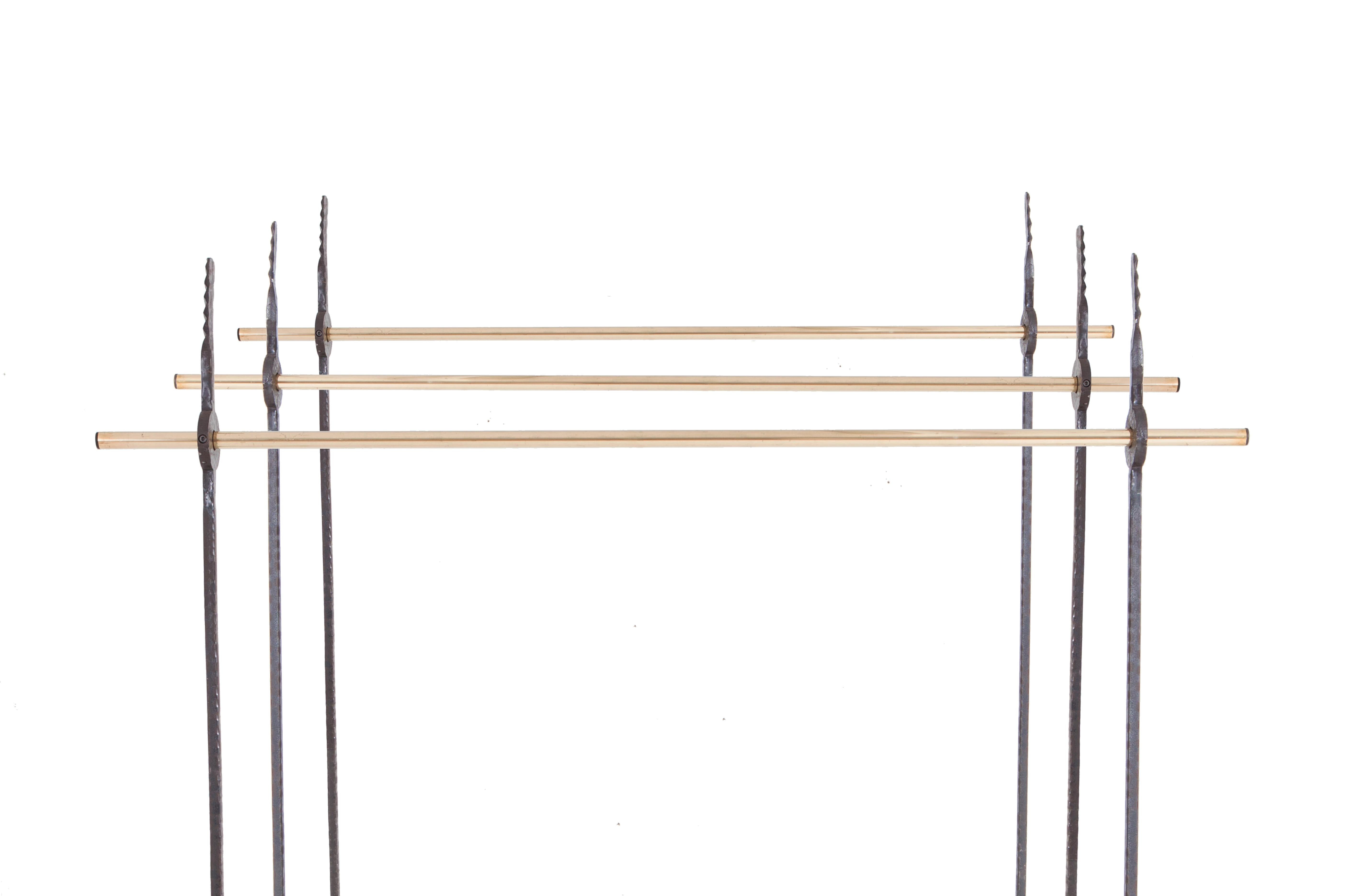 Hollywood Regency Bespoke Clothing Rack in Wrought Iron and Brass 9