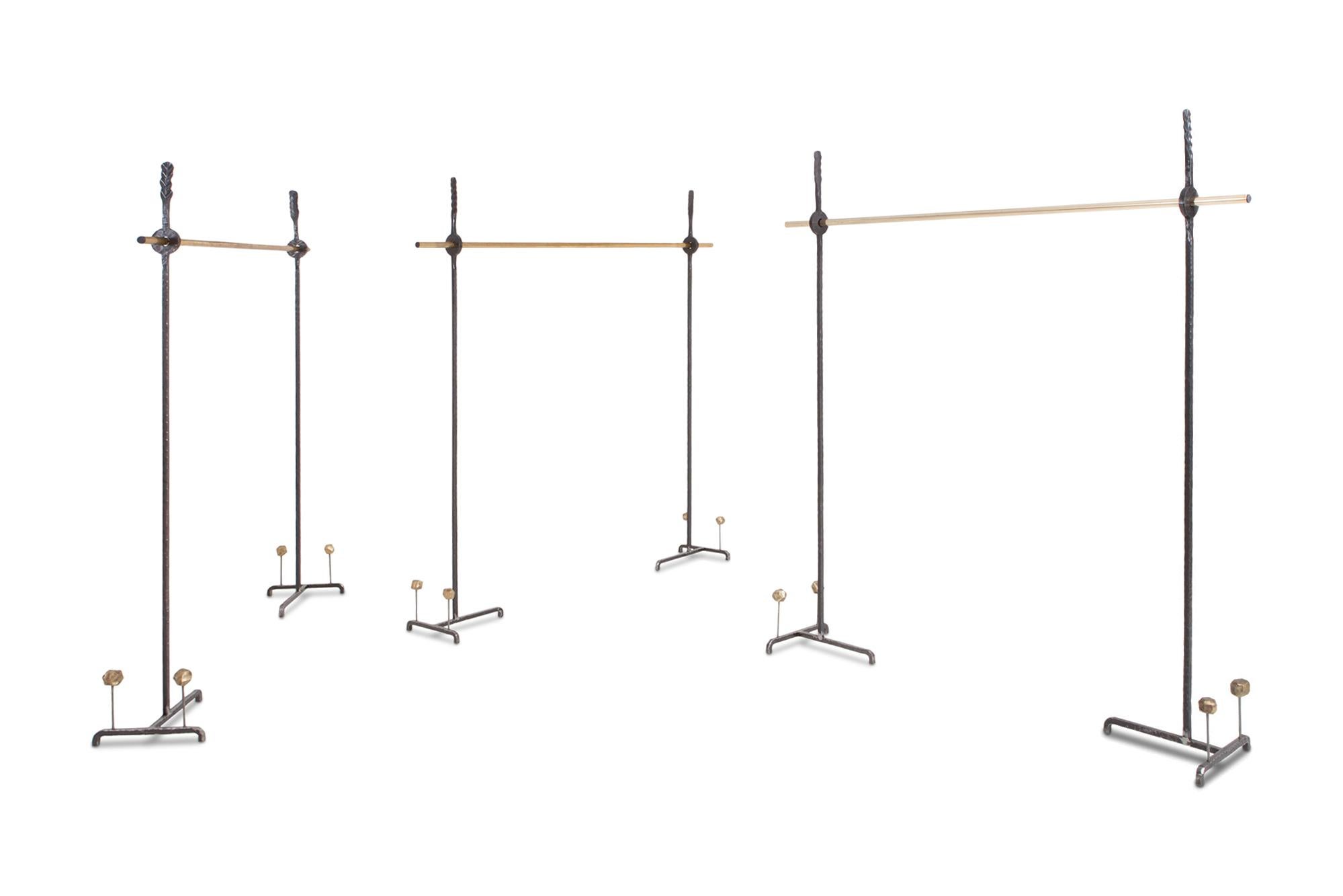 Hollywood Regency Bespoke Clothing Rack in Wrought Iron and Brass 11