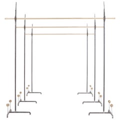 Hollywood Regency Bespoke Clothing Rack in Wrought Iron and Brass