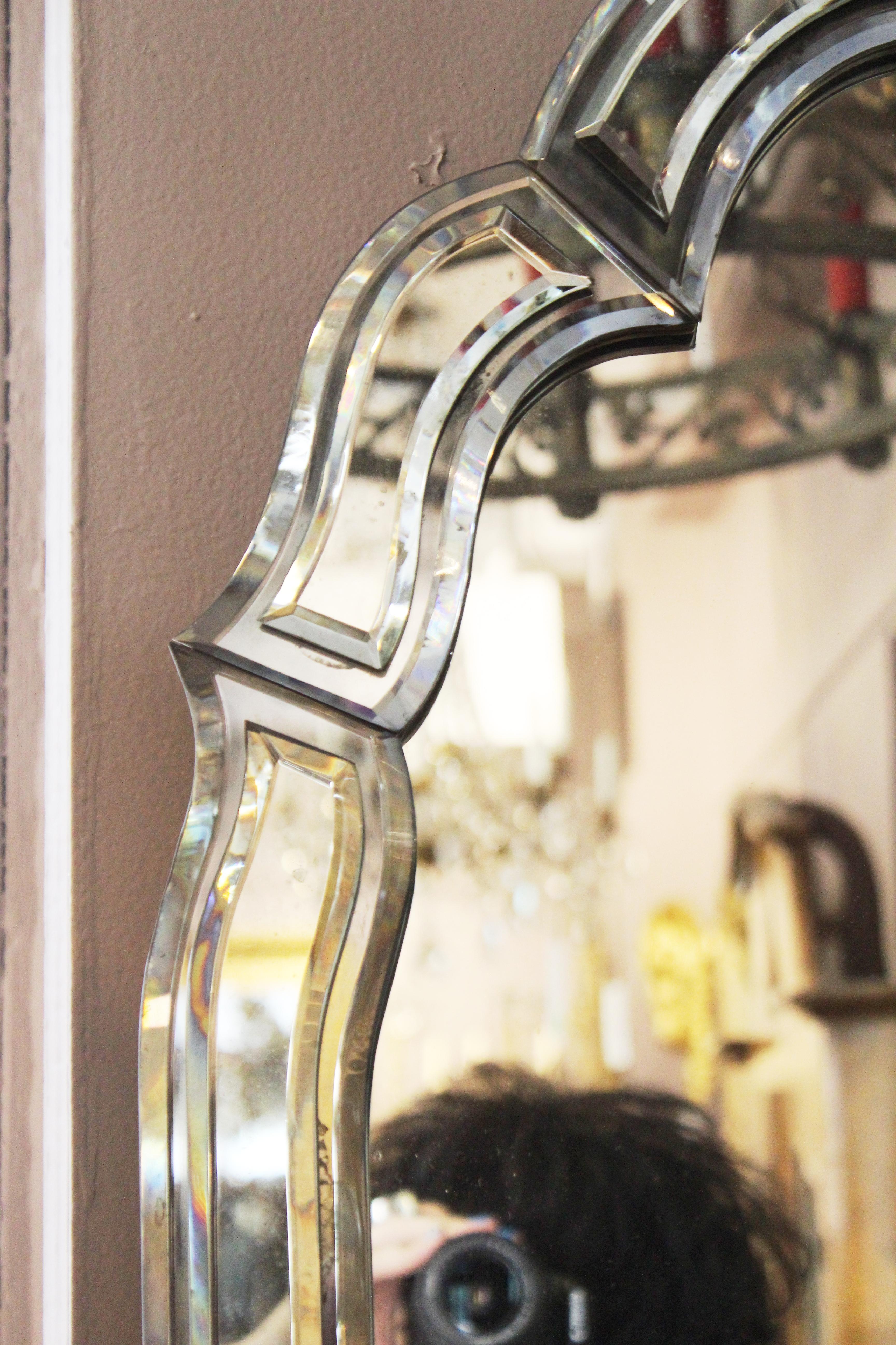 Hollywood Regency Beveled Mirror at 1stDibs