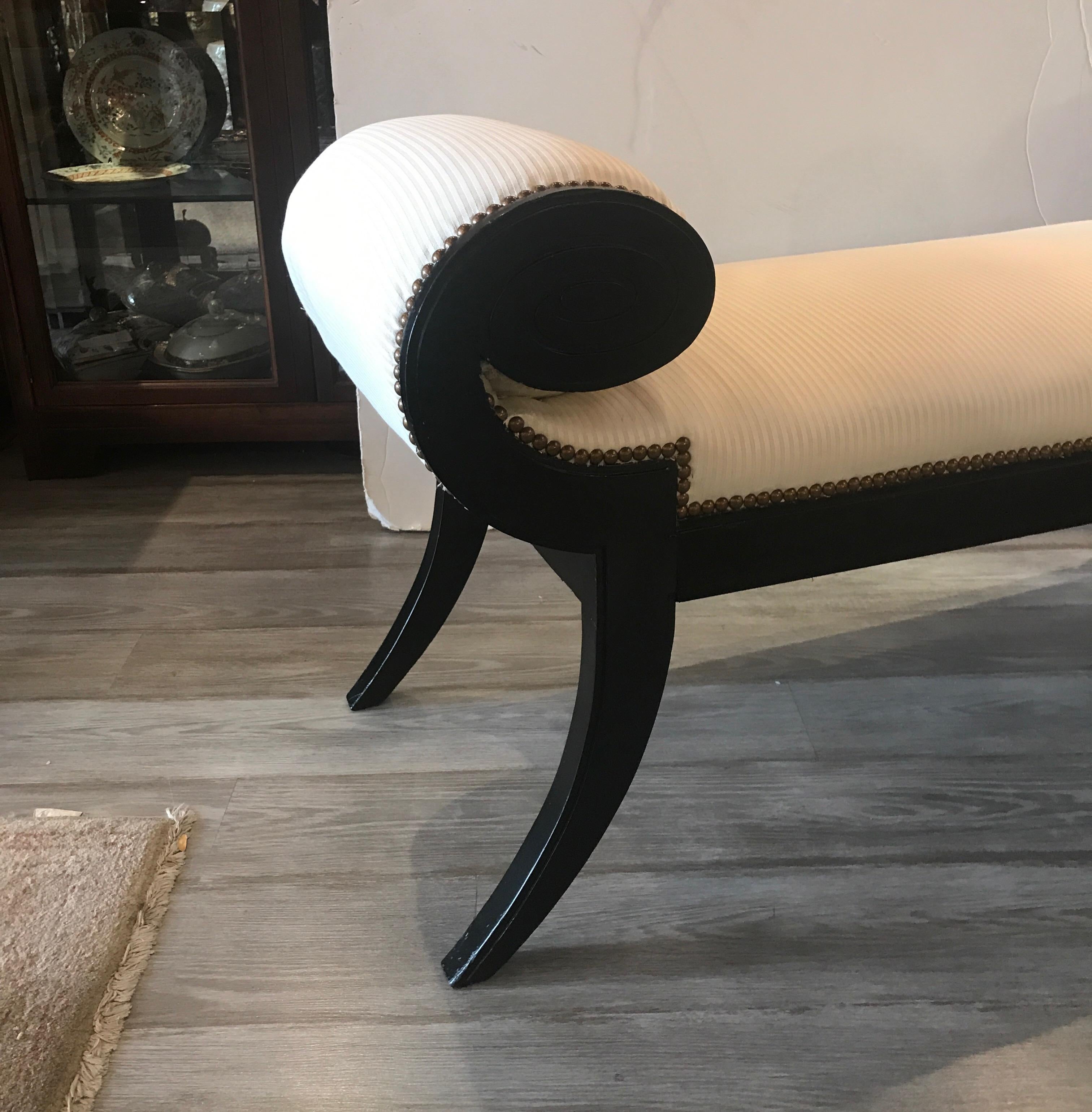 Mid-20th Century Hollywood Regency Black and White Bench