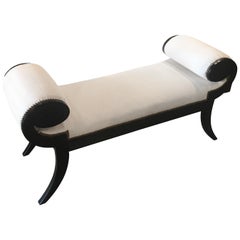 Hollywood Regency Black and White Bench