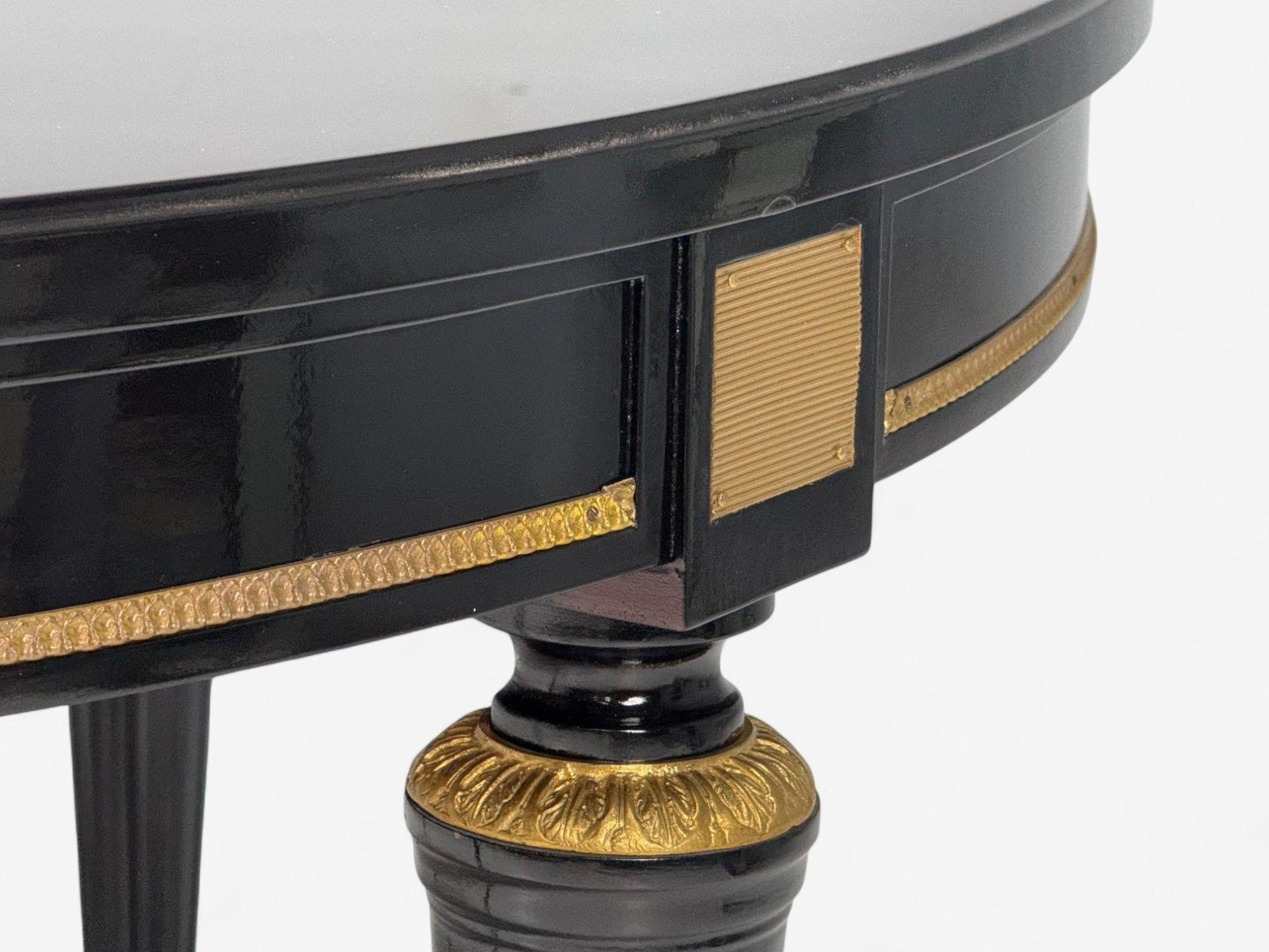 Hollywood Regency, Black Lacquer, Bronze, Ebonized Dining Table, France, 1940s For Sale 6
