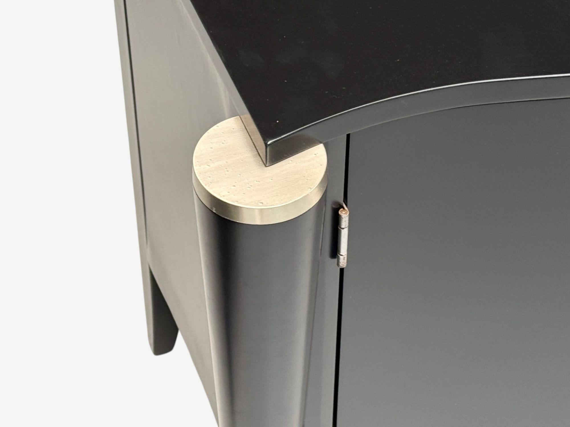 Hollywood Regency, Black Lacquer, Chrome, Nightstands, USA, 1970s For Sale 7