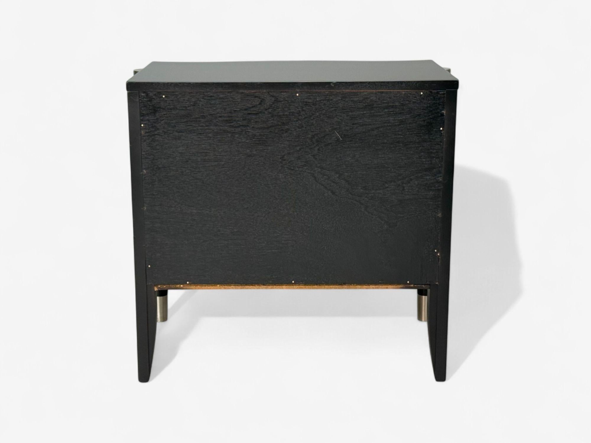 Hollywood Regency, Black Lacquer, Chrome, Nightstands, USA, 1970s For Sale 8