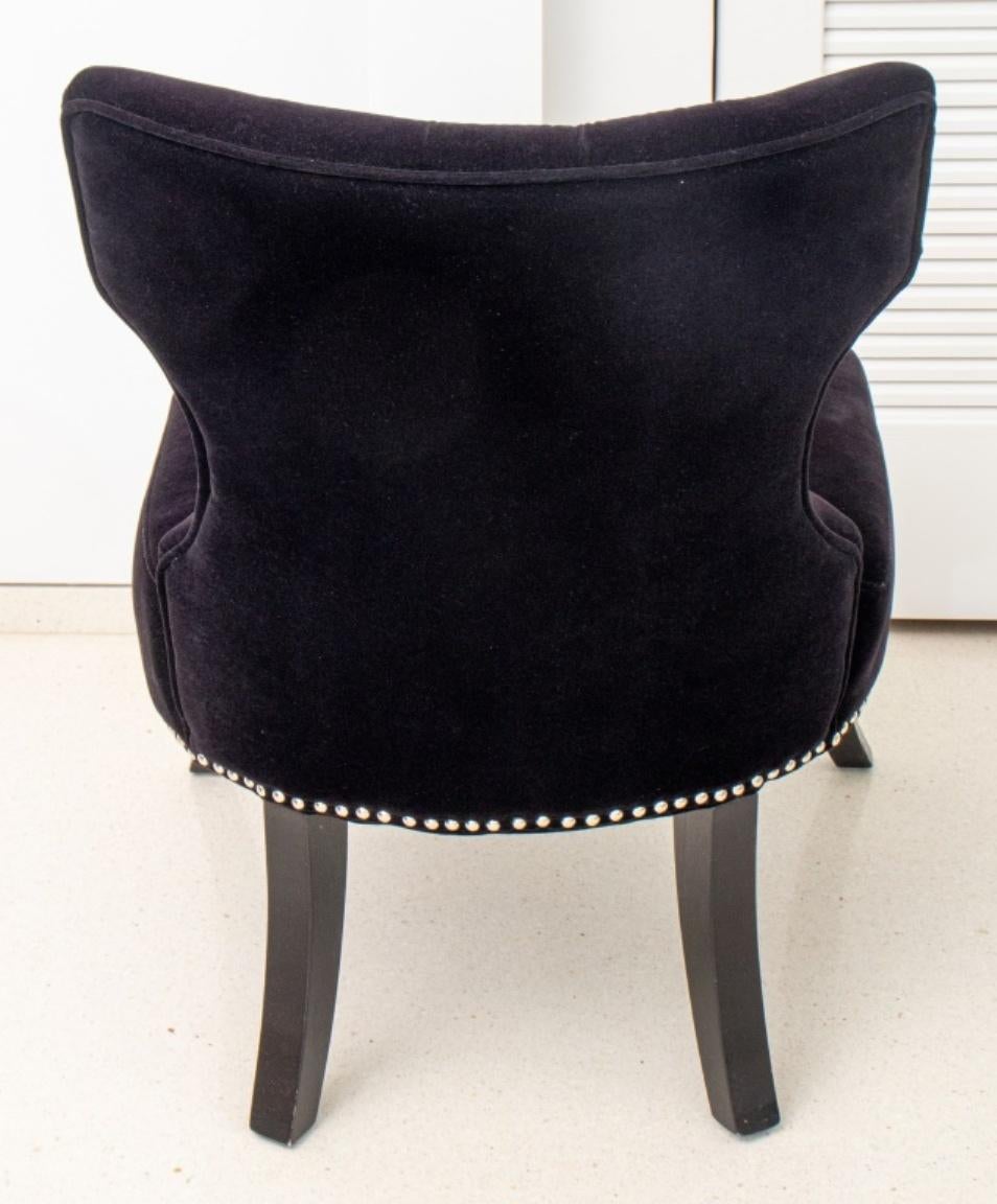 Hollywood Regency Black Velvet Lounge Chair For Sale 2