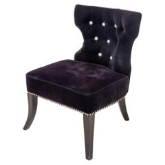 Hollywood Regency Black Velvet Lounge Chair