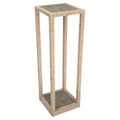 Hollywood Regency Blush Pink & Grey Tessellated Stone or Marble Pedestal Table