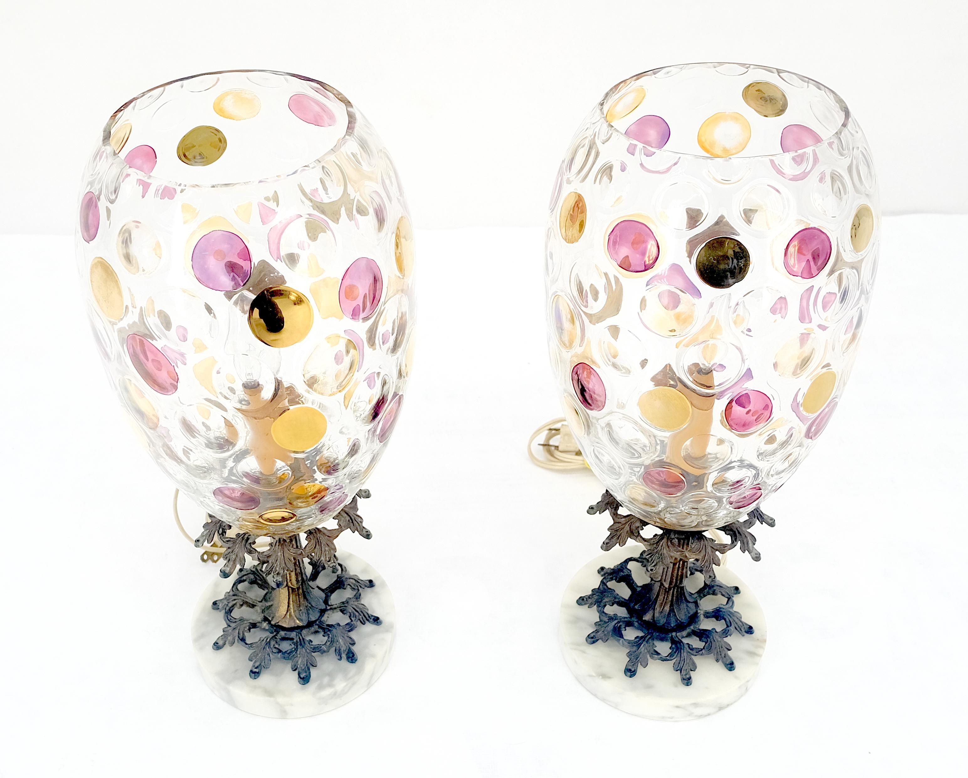 Czech Hollywood Regency Bohemian Glass Crystal Table Lamps For Sale