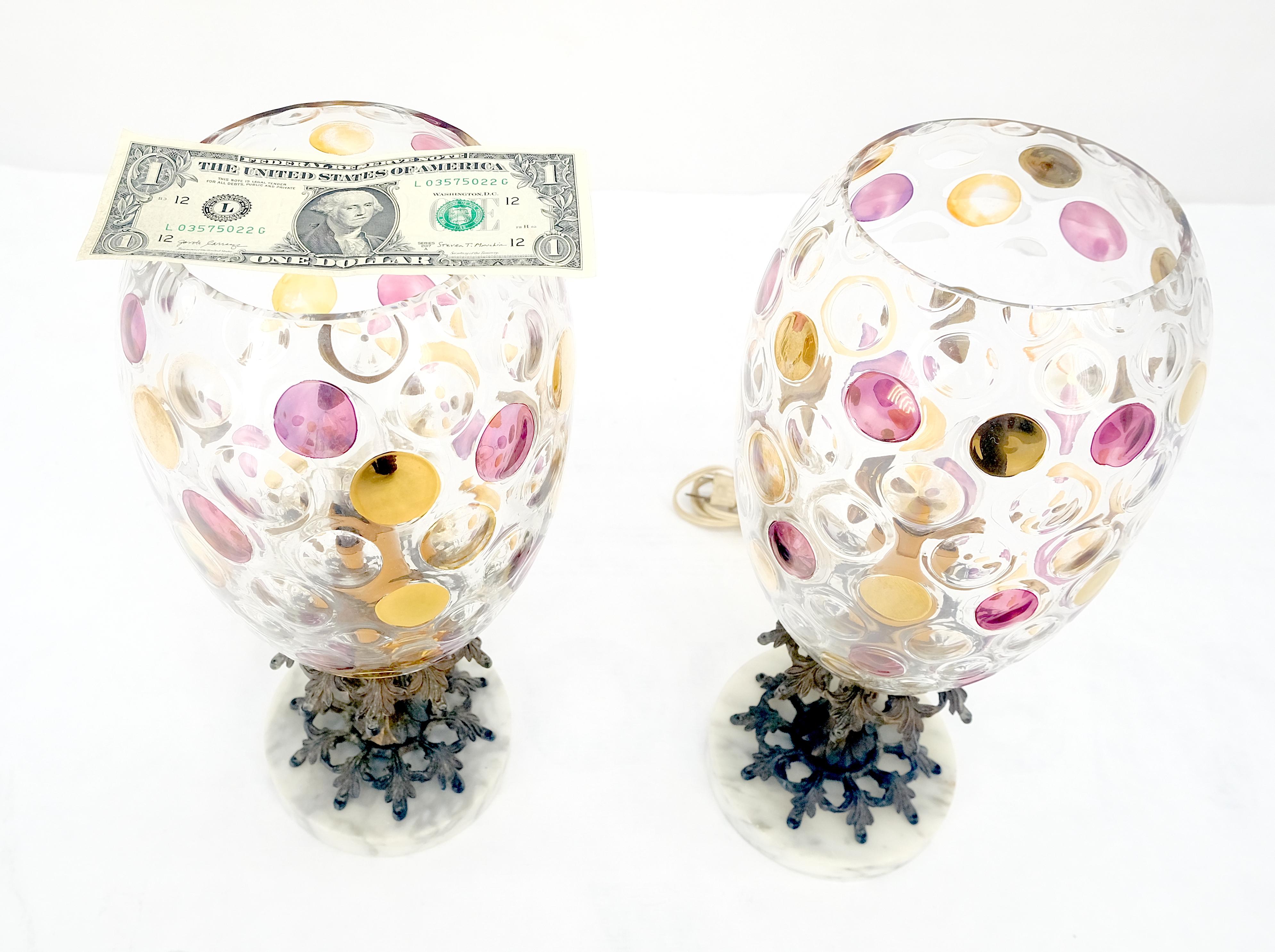 Hollywood Regency Bohemian Glass Crystal Table Lamps For Sale 2