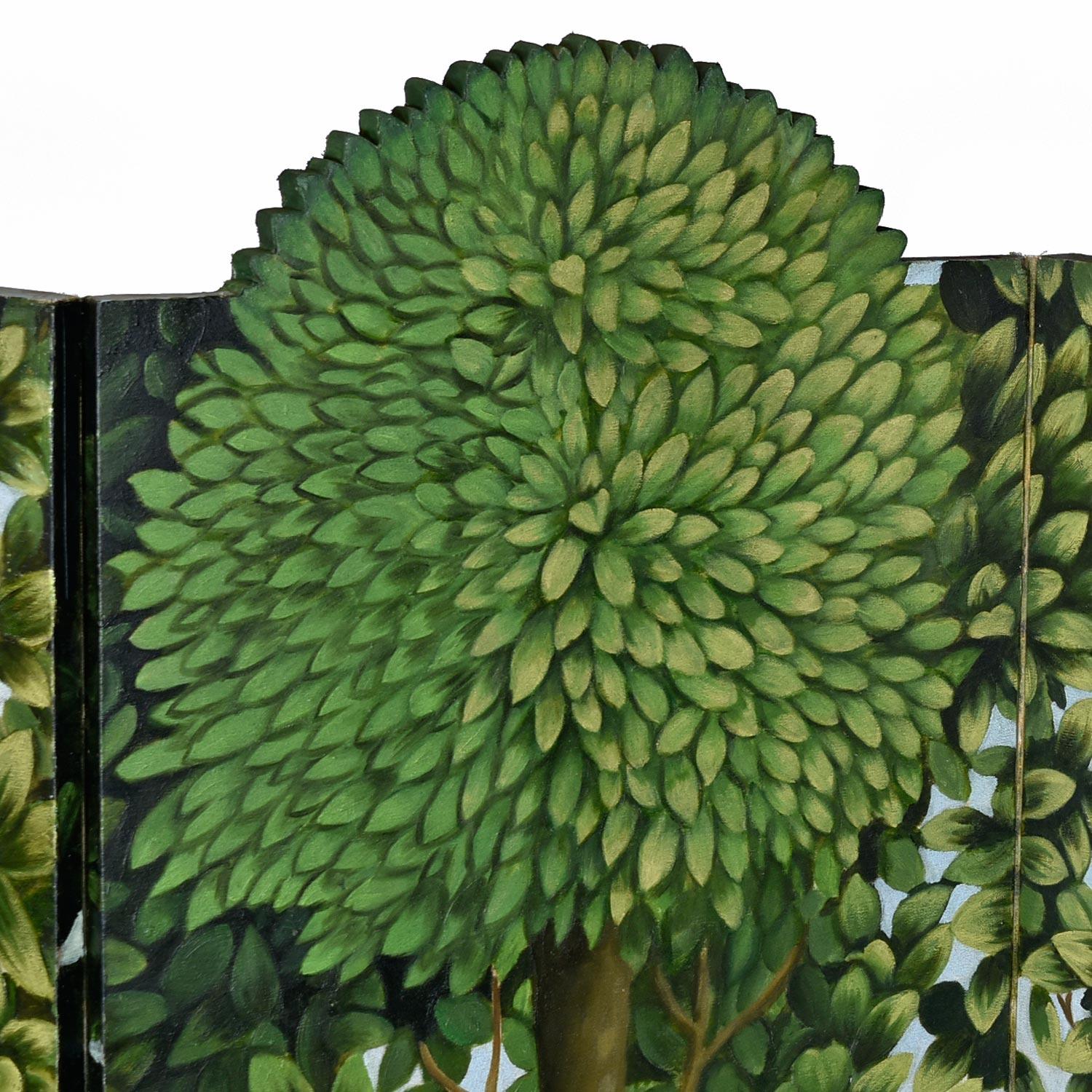 Hollywood Regency Botanical Hand Painted Maitland Smith Screen Room Divider In Good Condition In Chattanooga, TN