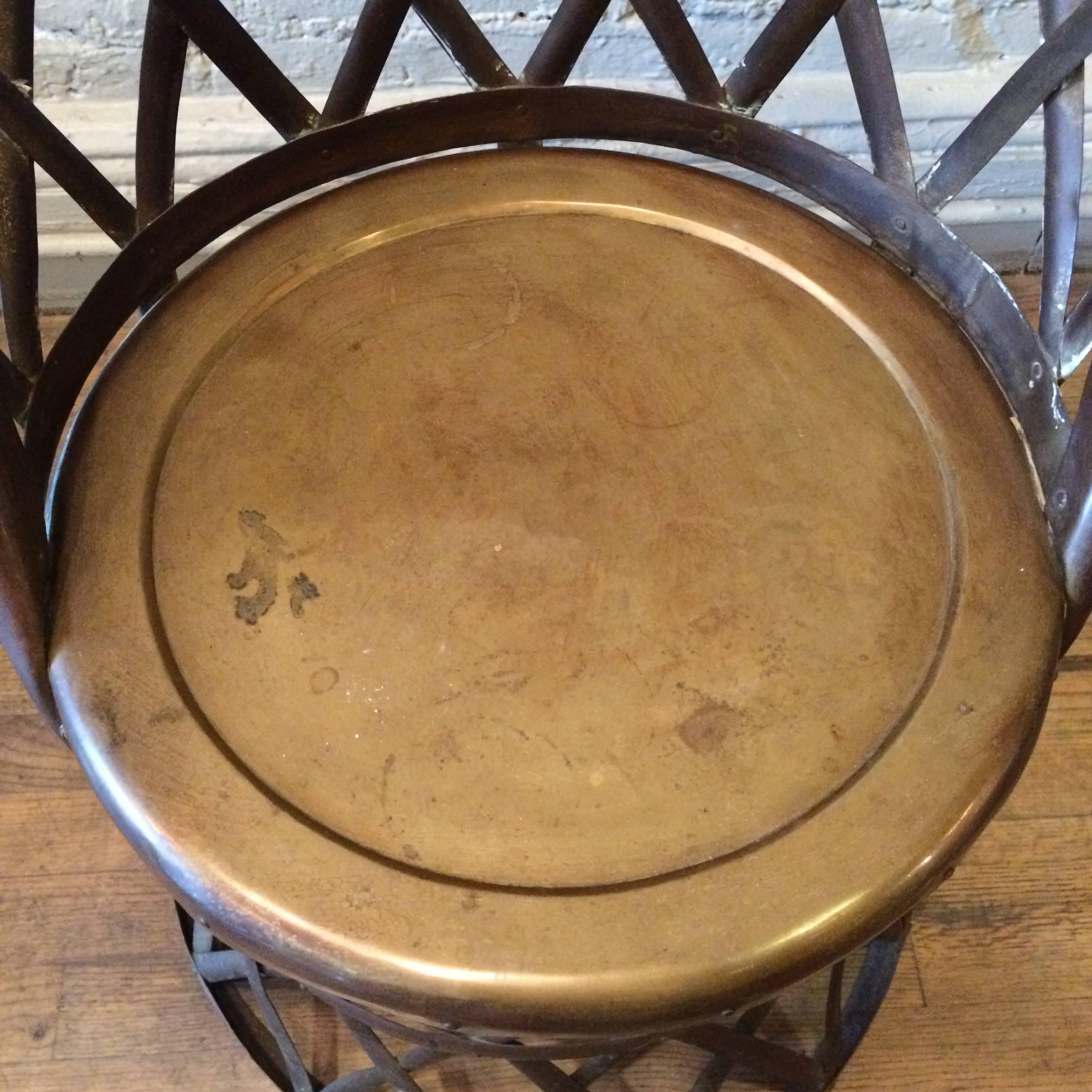 Hollywood Regency Braided Brass Drum Chair by Sarreid For Sale 2