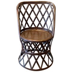 Silla de tambor de latón trenzado Hollywood Regency de Sarreid