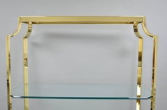 Hollywood Regency Brass & Glass Etagere Gold Bookcase in the Milo Baughman Style