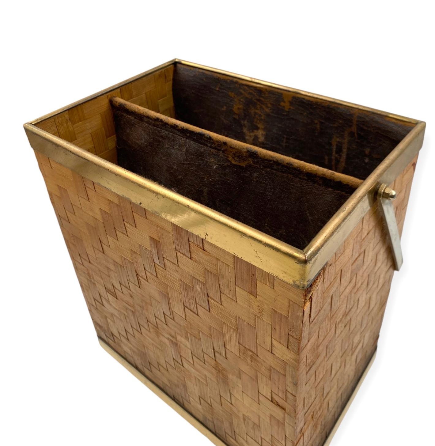 Hollywood regency brass and bamboo magazine rack, Metal Linea Nova Italy 1970s For Sale 6