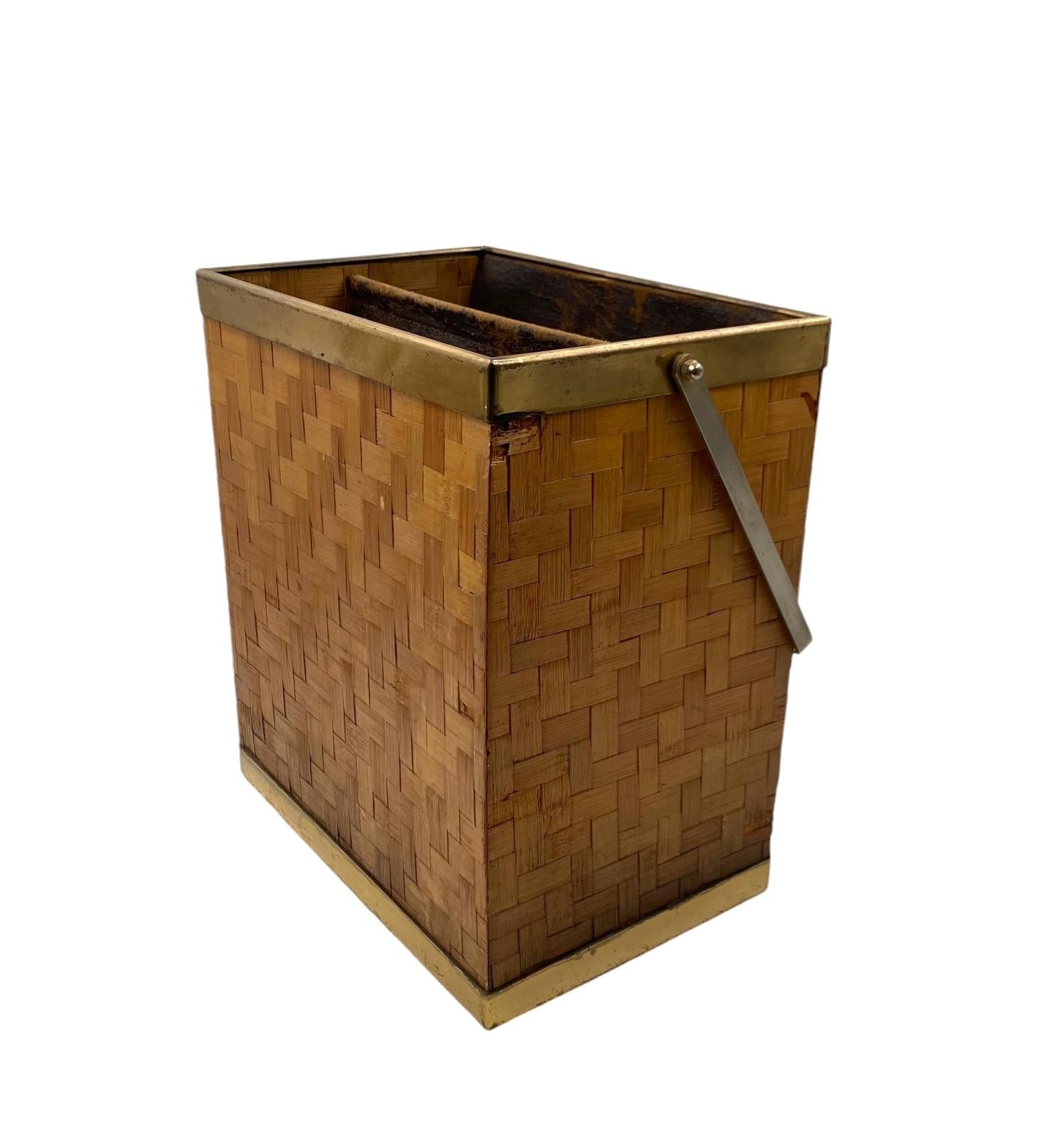 Hollywood regency brass and bamboo magazine rack, Metal Linea Nova Italy 1970s For Sale 7