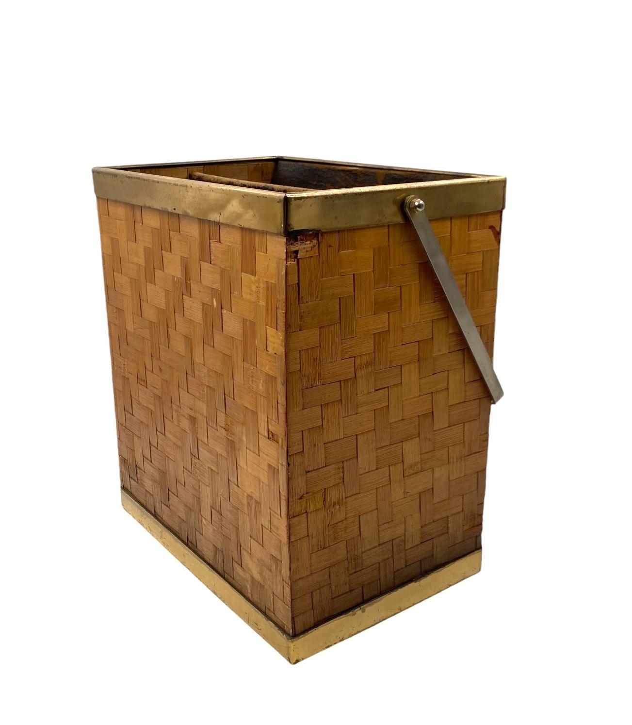 Hollywood regency brass and bamboo magazine rack, Metal Linea Nova Italy 1970s For Sale 8