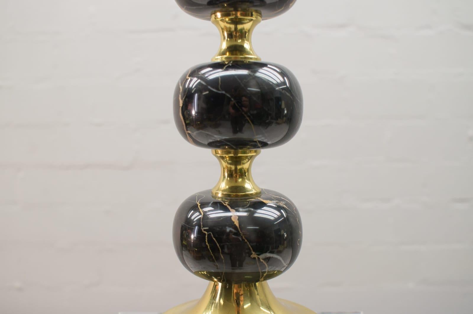 Hollywood Regency Brass and Black Marble Table Lamp, 1960s 5