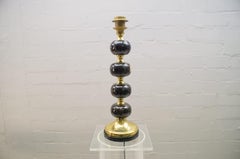 Hollywood Regency Brass and Black Marble Table Lamp, 1960s