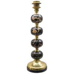 Hollywood Regency Brass and Black Marble Table Lamp, 1960s