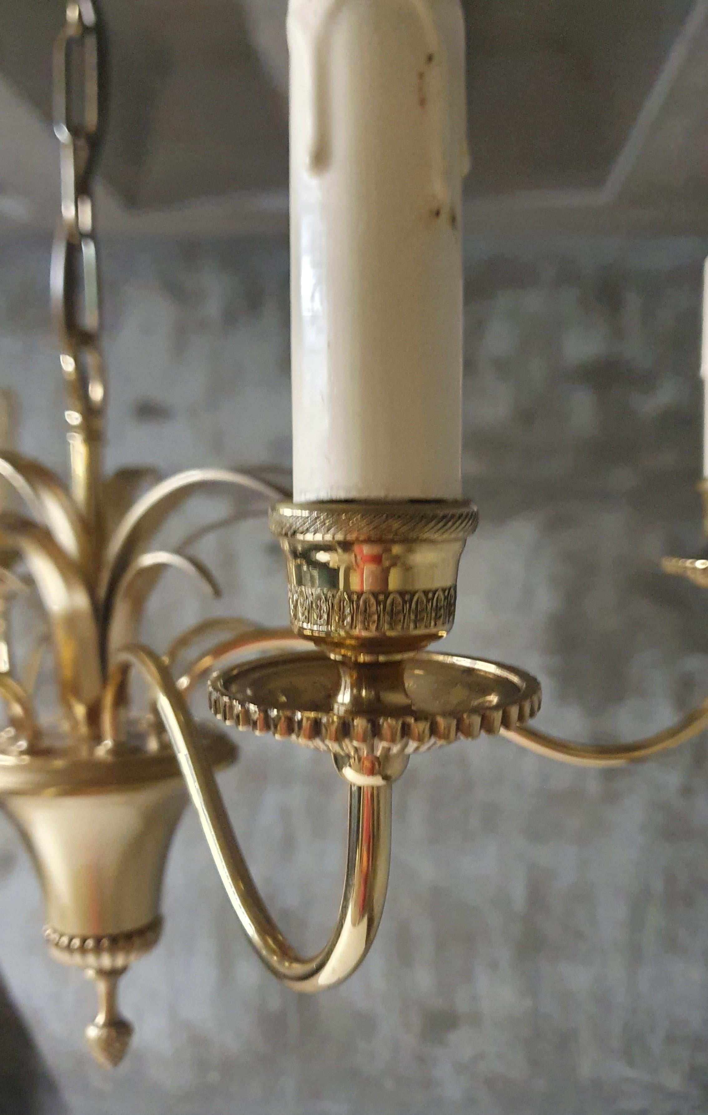 Late 20th Century Hollywood Regency Brass and Bronze Chandelier by S.A. Boulanger For Sale