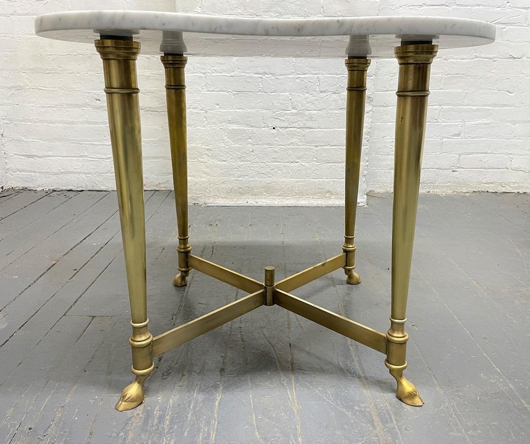 Mid-20th Century Hollywood Regency Brass and Carrara Marble Table For Sale