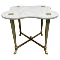 Hollywood Regency Brass and Carrara Marble Table