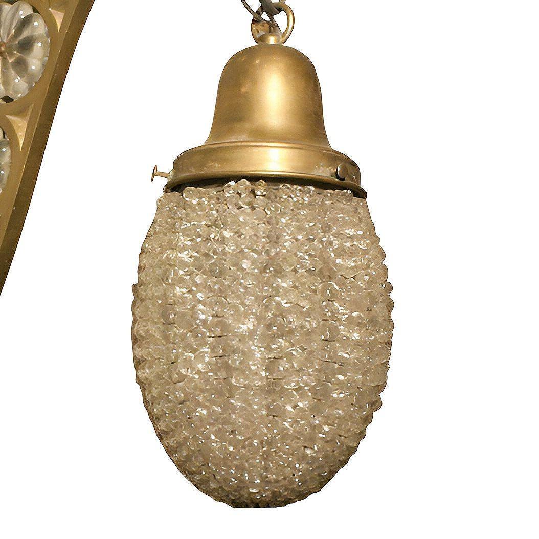 Early 20th Century Belle Epoque Electric Scrolling Brass Crystal Sconce w Beaded Shade, 2 Available For Sale