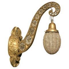 Belle Epoque Electric Scrolling Brass Crystal Sconce w Beaded Shade, 2 Available