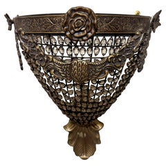 Wandleuchten im Hollywood-Regency-Stil aus Messing und Kristall, USA, 1990er Jahre