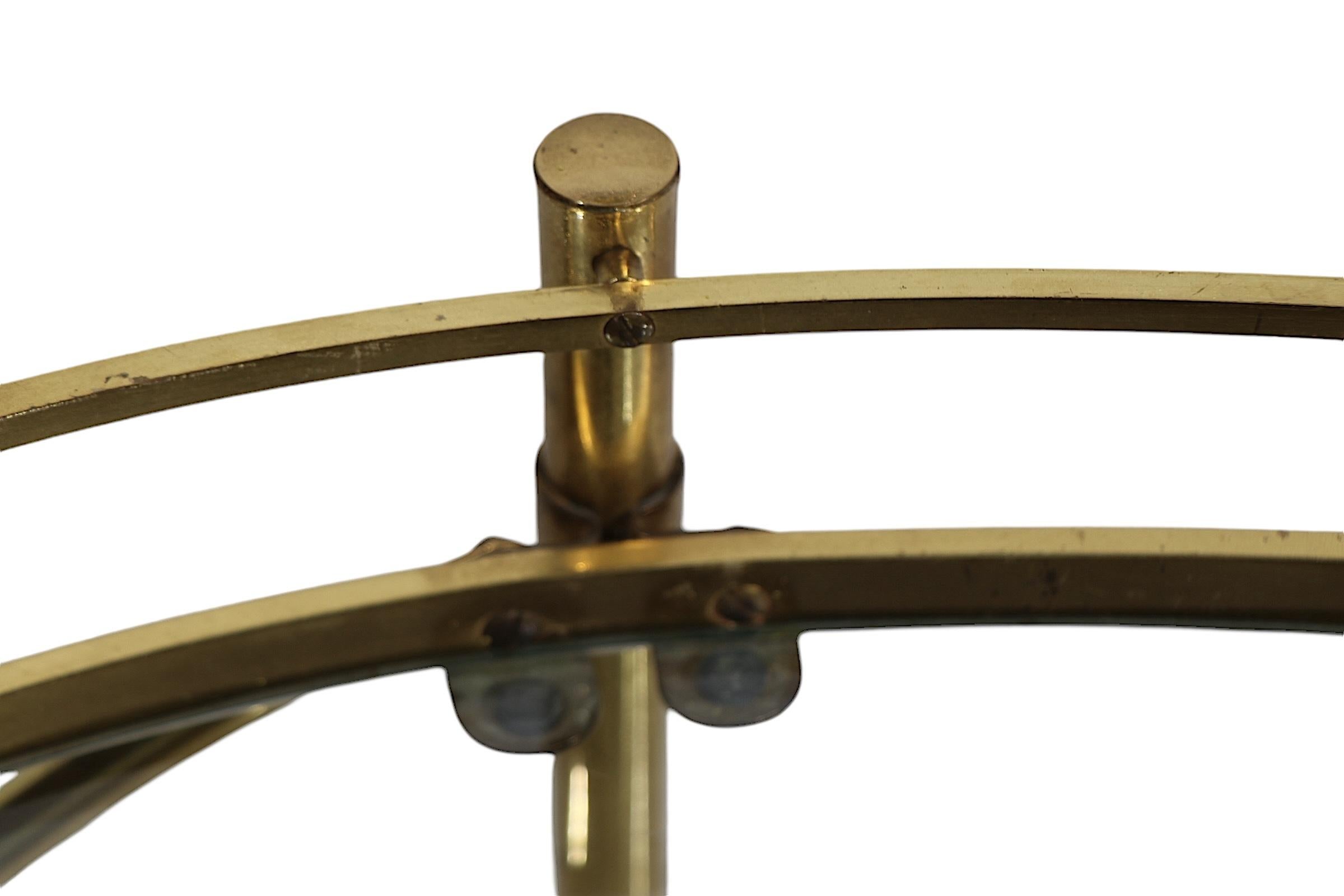 Hollywood Regency Brass and Glass Bar Serving Cart For Sale 6
