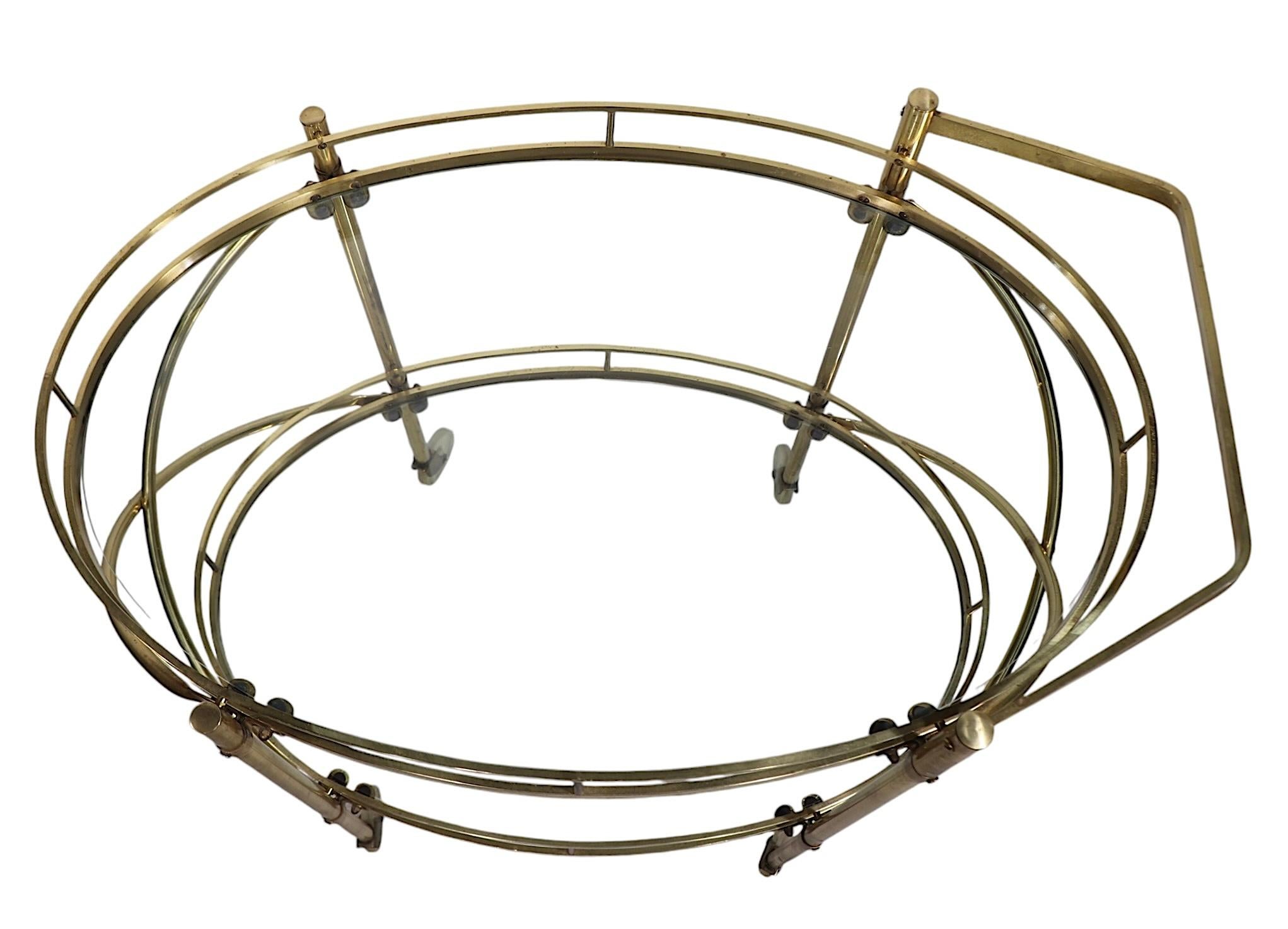 Hollywood Regency Brass and Glass Bar Serving Cart For Sale 12