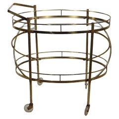 Hollywood Regency-Bar-Servierwagen aus Messing und Glas