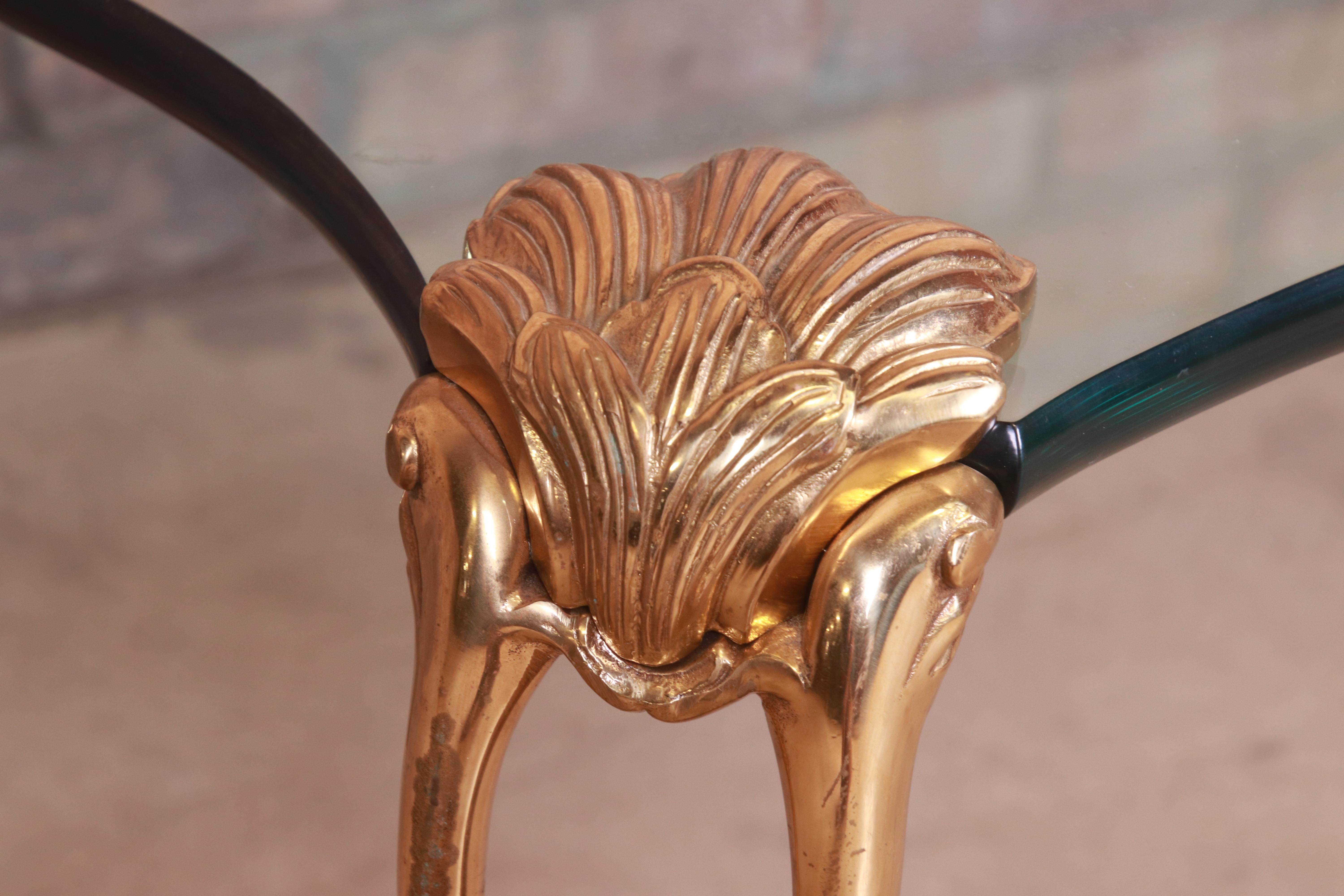 Hollywood Regency Brass and Glass Cocktail Table in the Manner of P.E. Guerin 4
