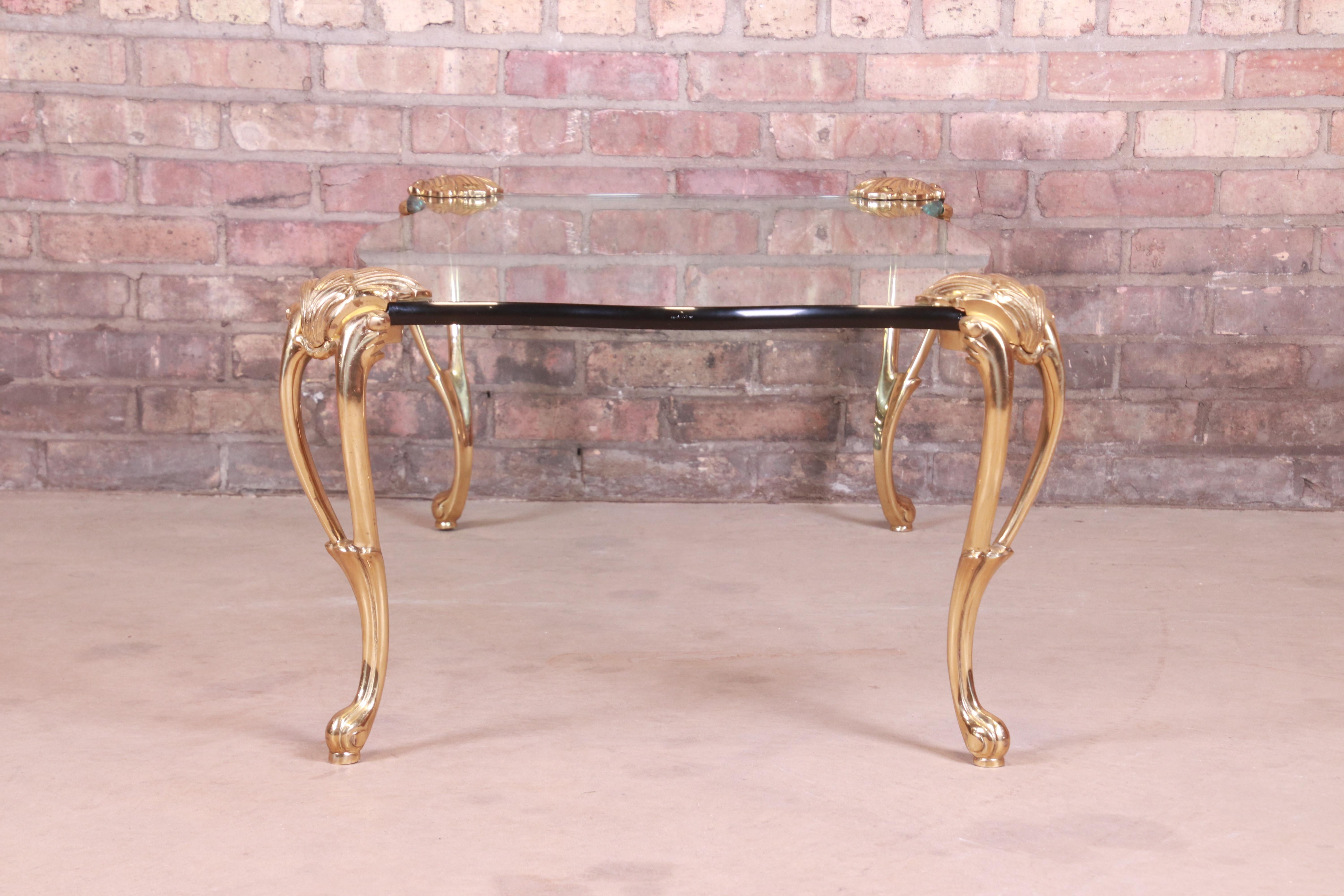Hollywood Regency Brass and Glass Cocktail Table in the Manner of P.E. Guerin 2