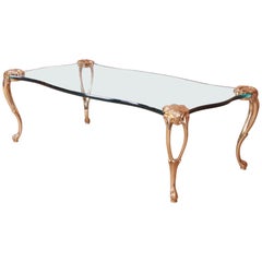 Hollywood Regency Brass and Glass Cocktail Table in the Manner of P.E. Guerin