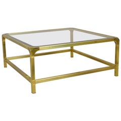 Hollywood Regency Brass and Glass Coffee Cocktail Table by Mastercraft Hollywood Regency Brass and Glass Coffee Cocktail Table by Mastercraft