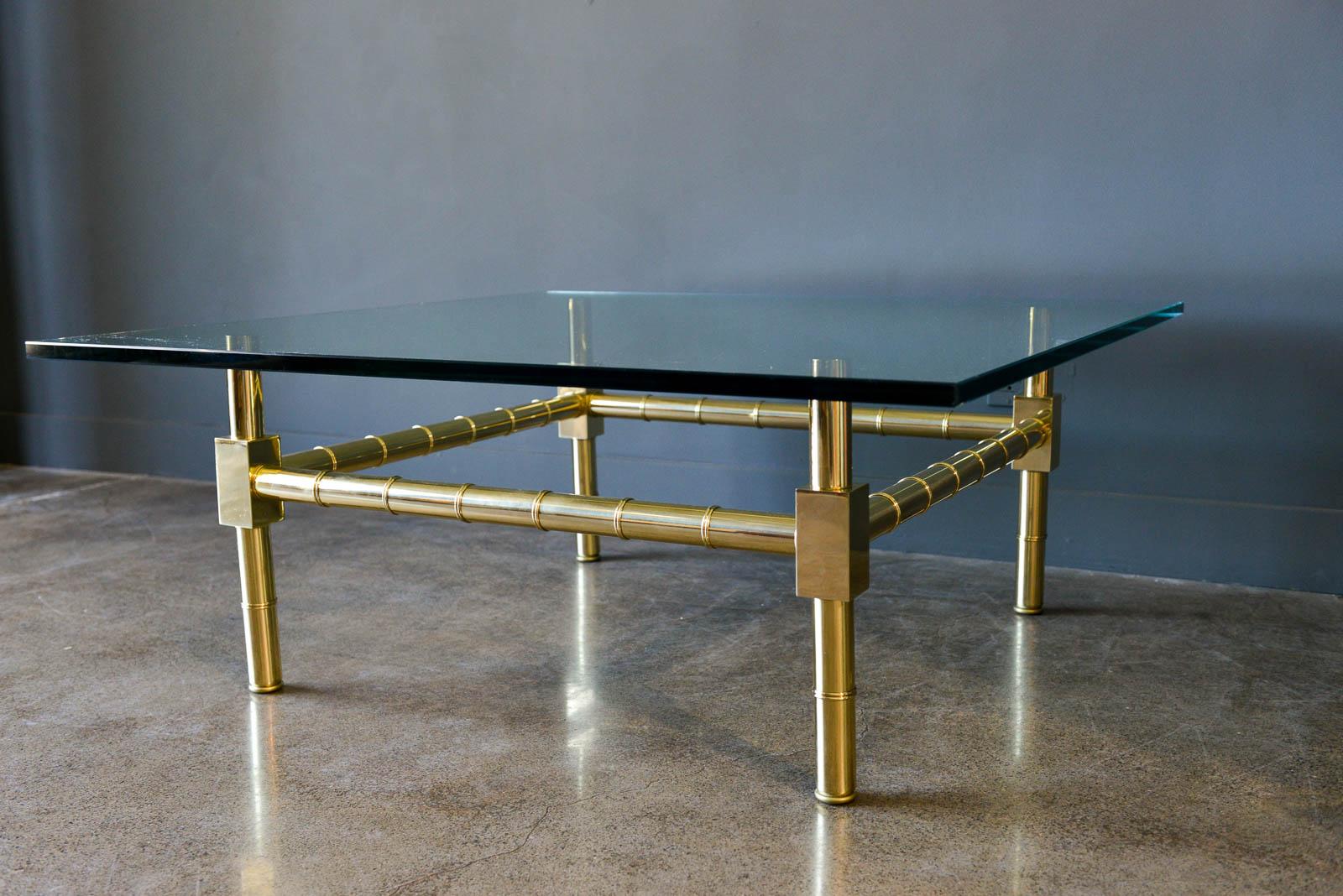 American Hollywood Regency Brass and Glass Coffee Table by Mastercraft, ca. 1970