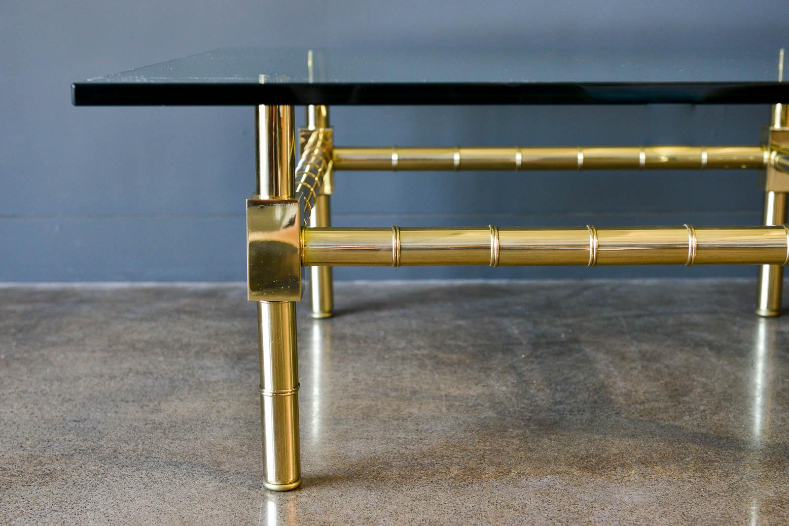 Hollywood Regency Brass and Glass Coffee Table by Mastercraft, ca. 1970 In Good Condition In Costa Mesa, CA
