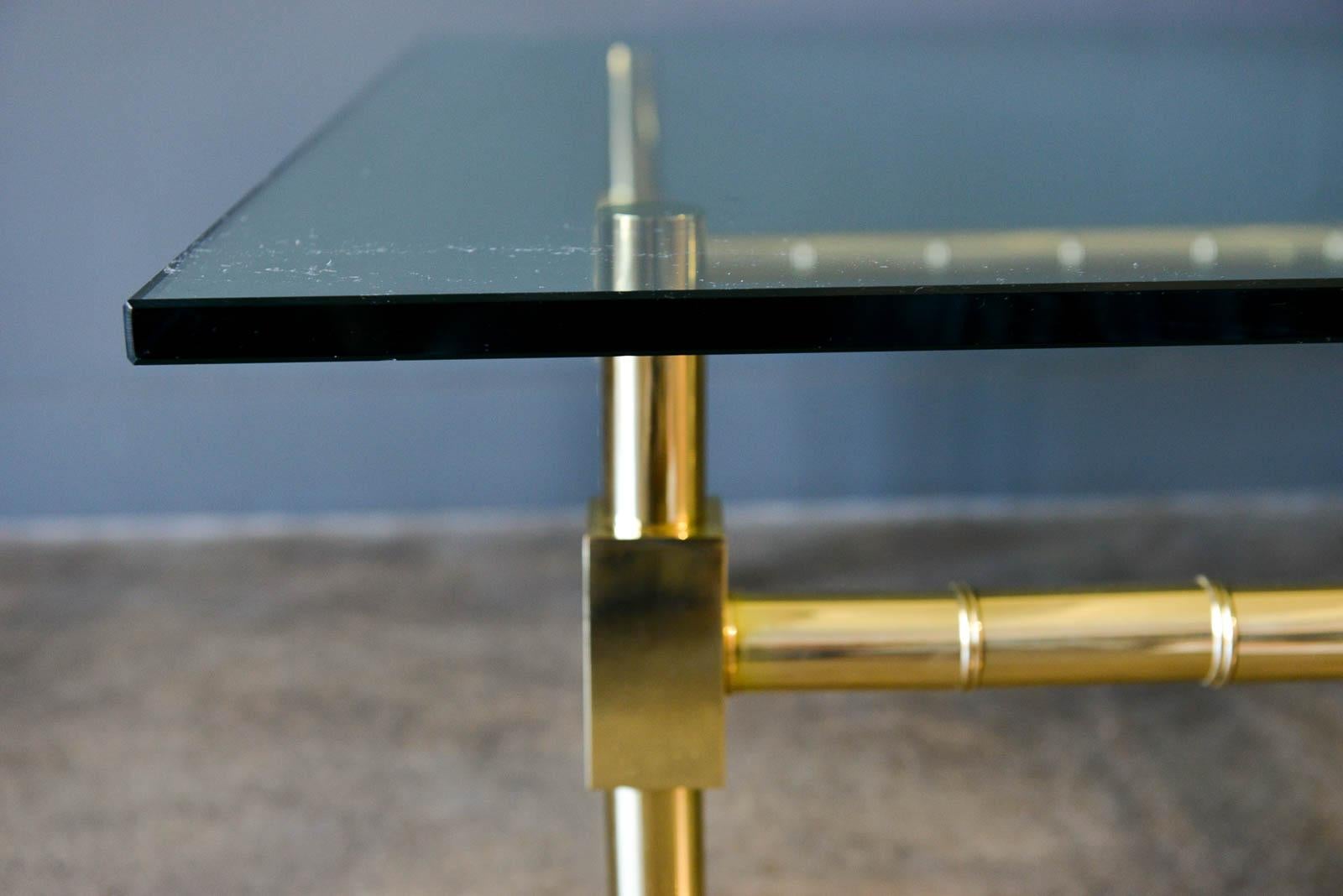 Late 20th Century Hollywood Regency Brass and Glass Coffee Table by Mastercraft, ca. 1970