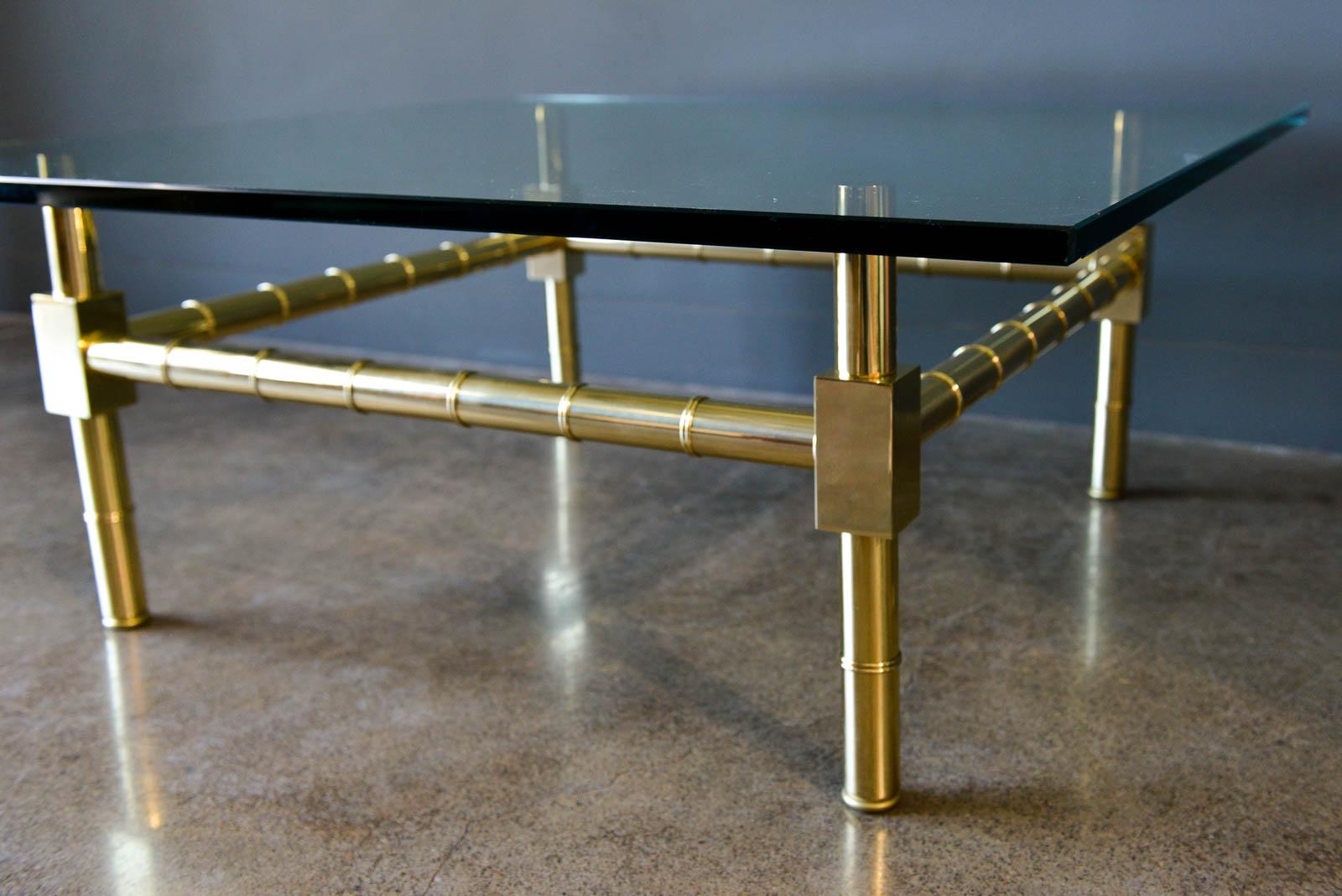 Hollywood Regency Brass and Glass Coffee Table by Mastercraft, ca. 1970 2