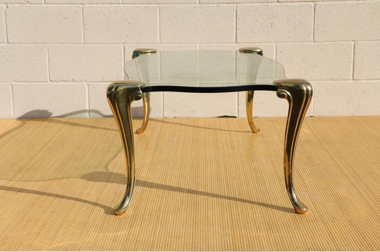 American Hollywood Regency Brass and Glass Coffee Tables For Sale