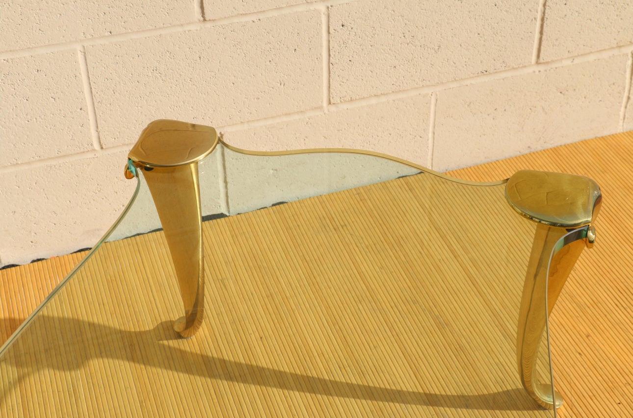 Late 20th Century Hollywood Regency Brass and Glass Coffee Tables For Sale
