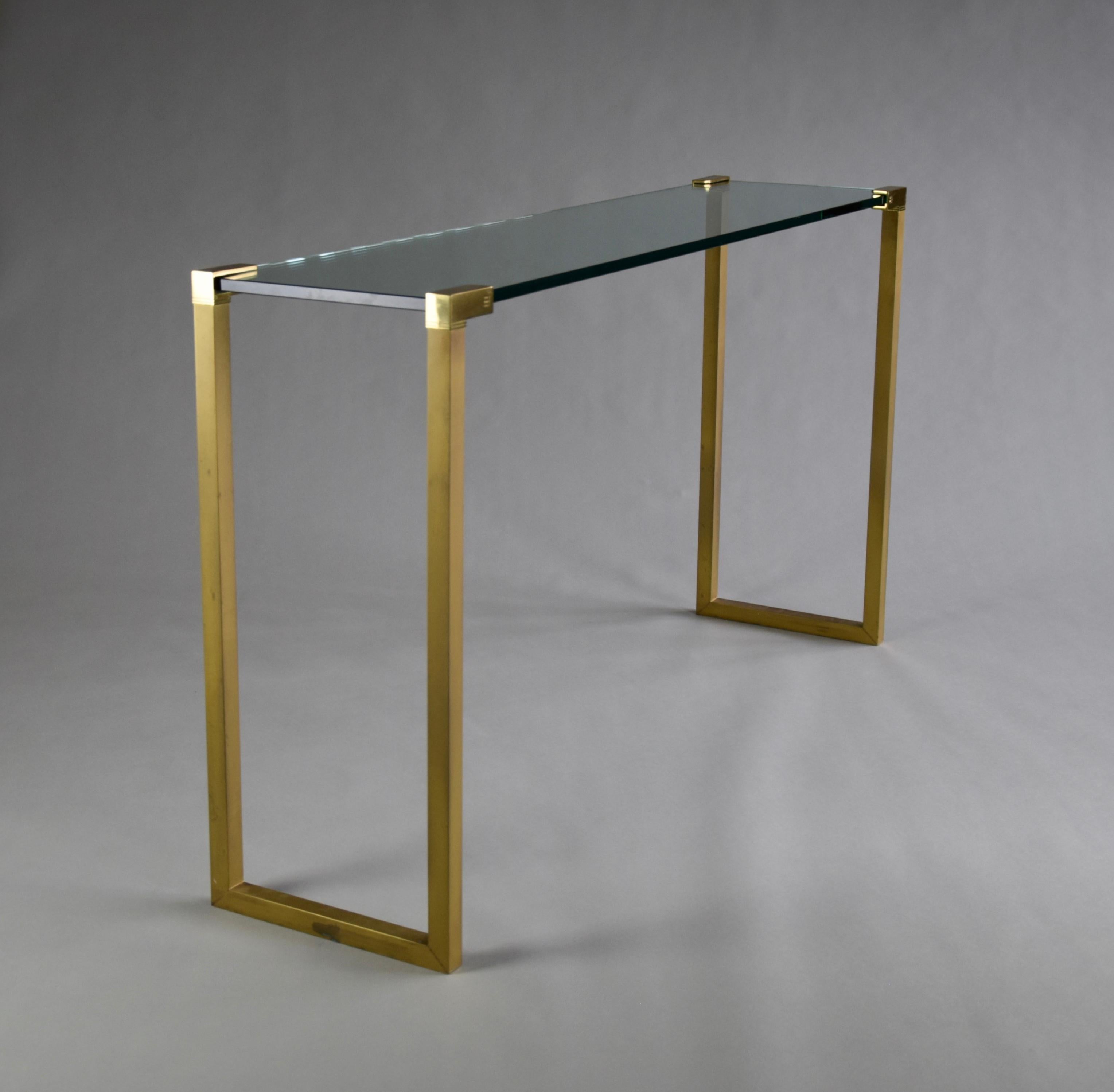 Hollywood Regency Brass and Glass Console 5