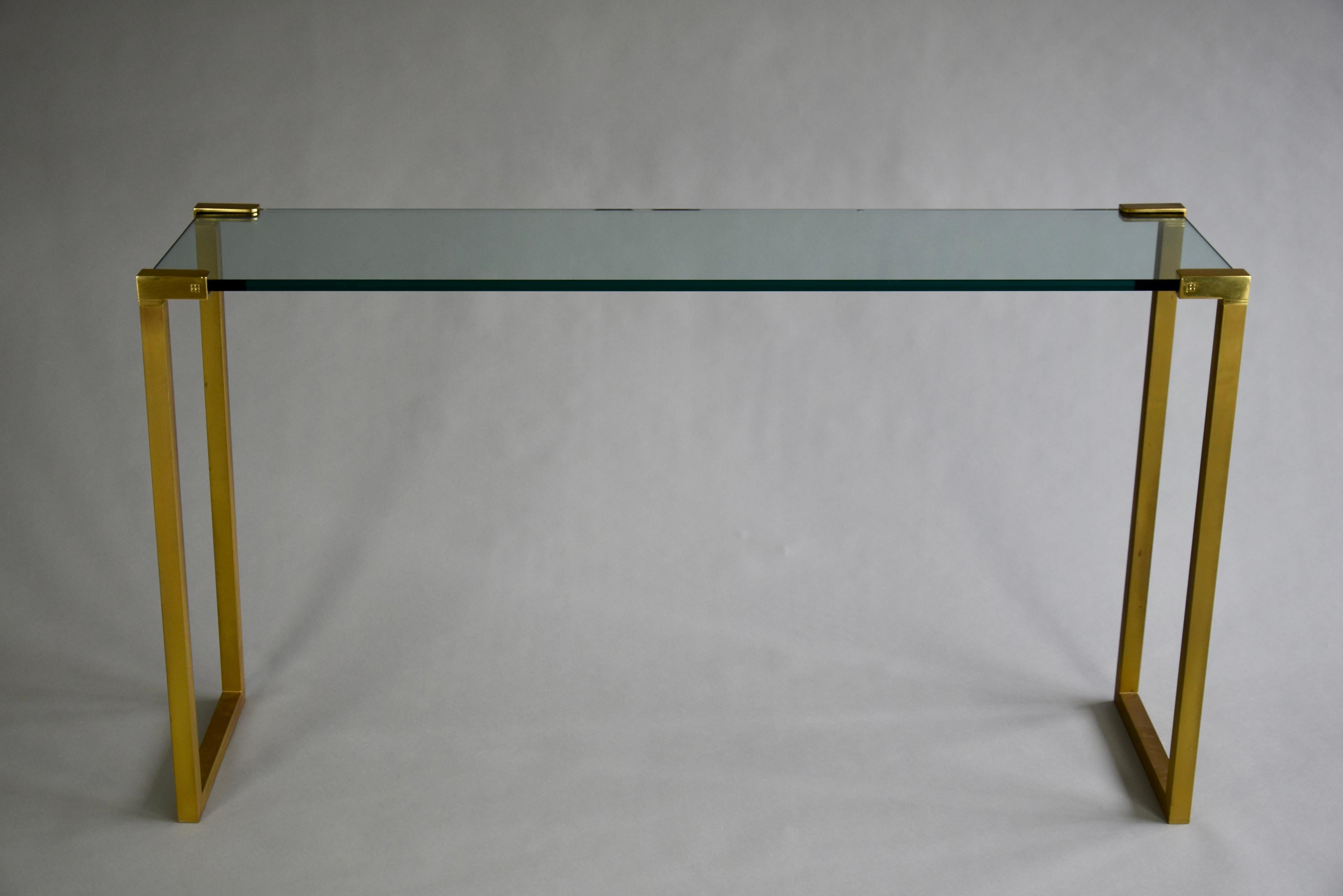 Hollywood Regency Brass and Glass Console 7