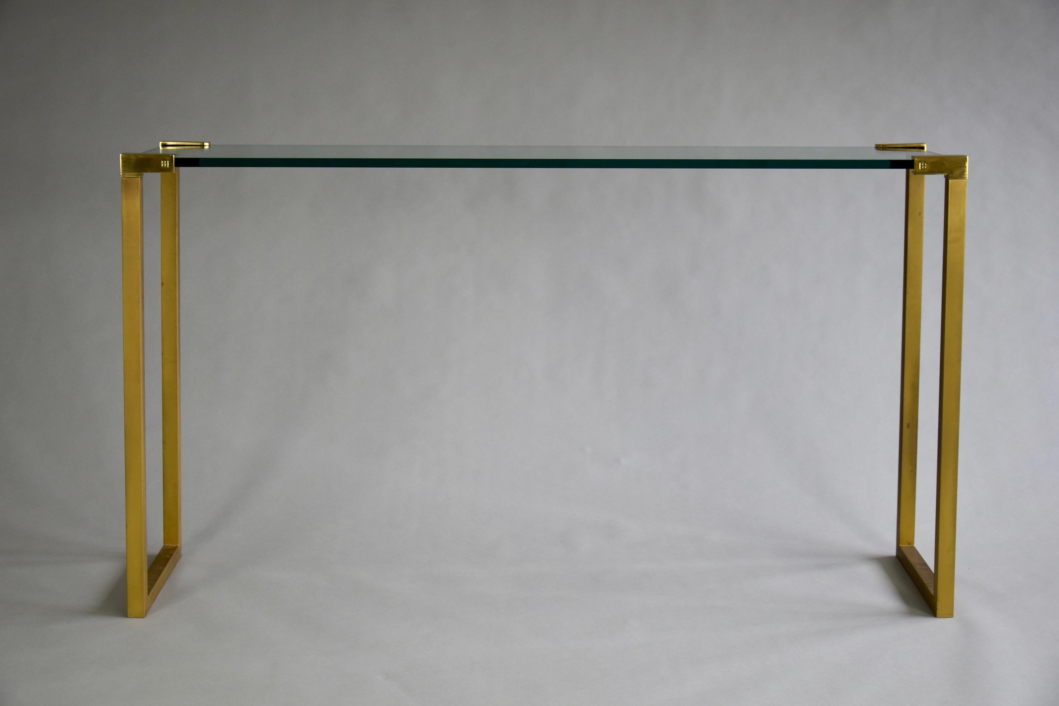 Hollywood Regency Brass and Glass Console 3