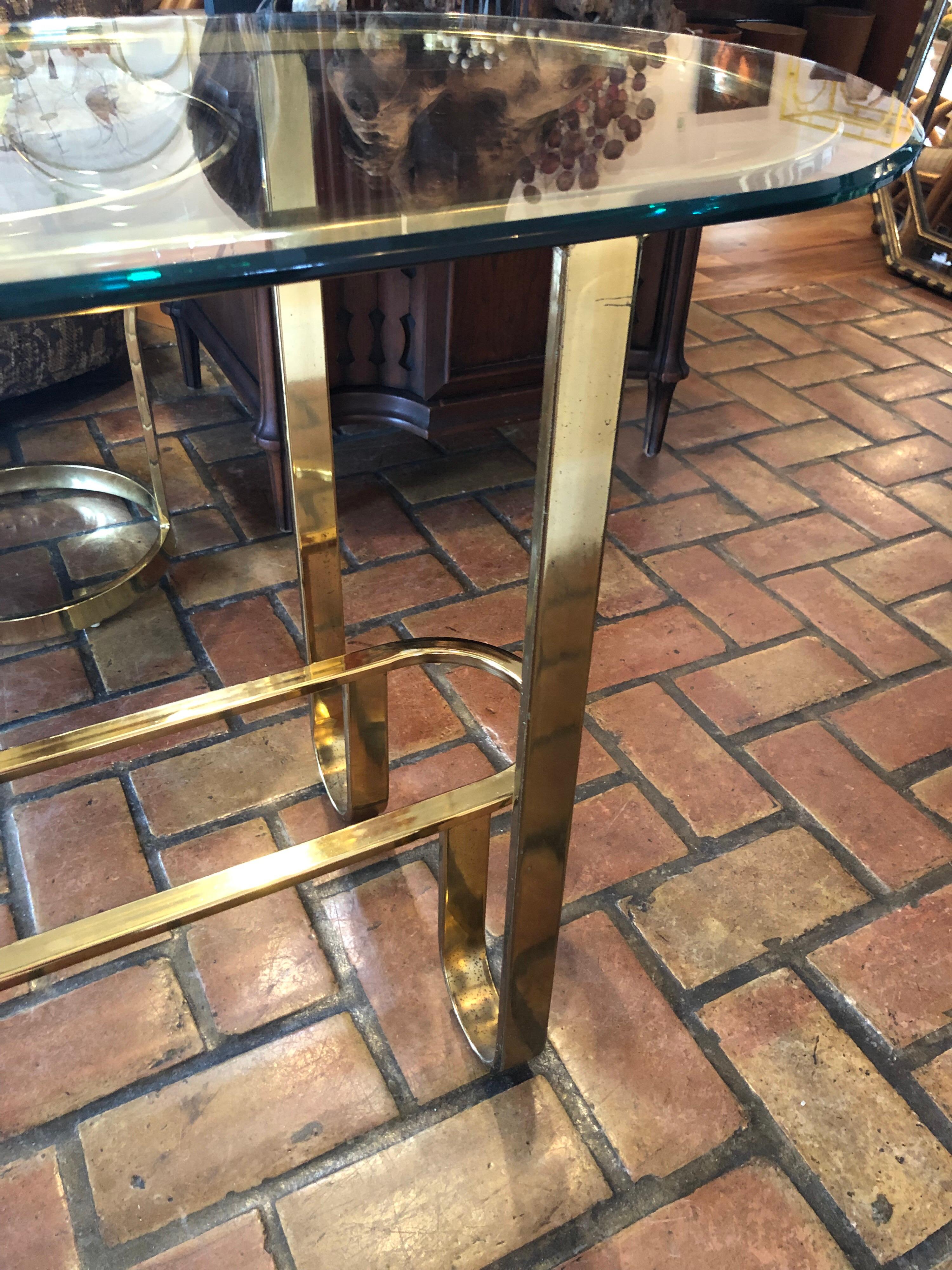 Hollywood Regency Brass and Glass Console Table 5