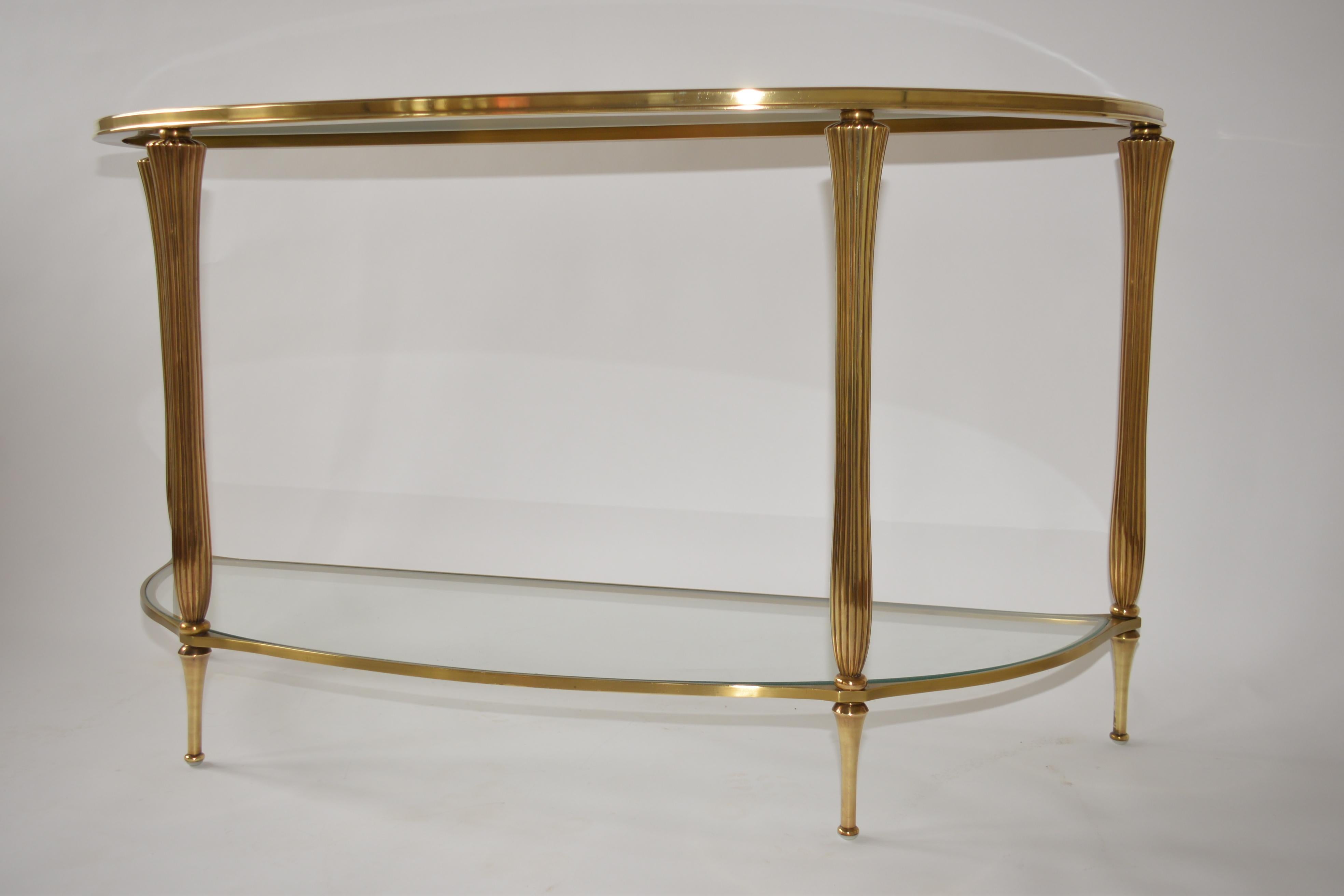 brass and glass console table