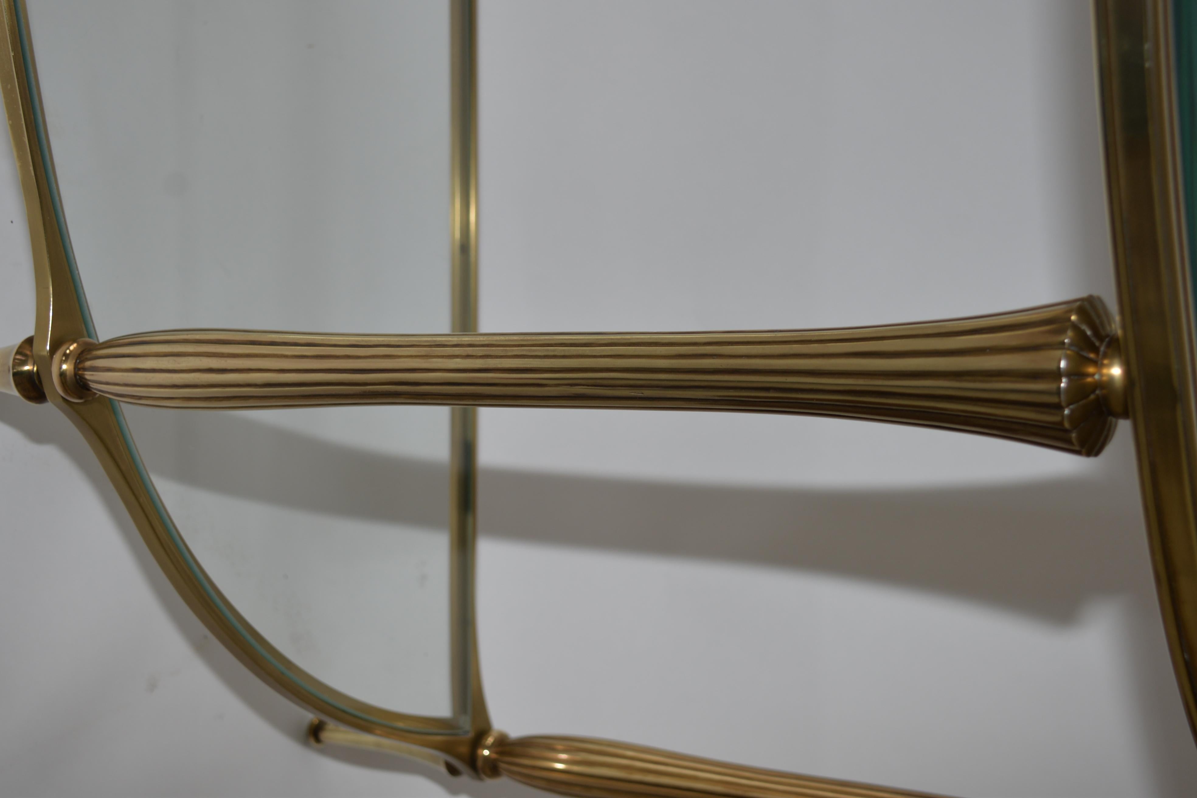 Central American Hollywood Regency Brass and Glass Console Table
