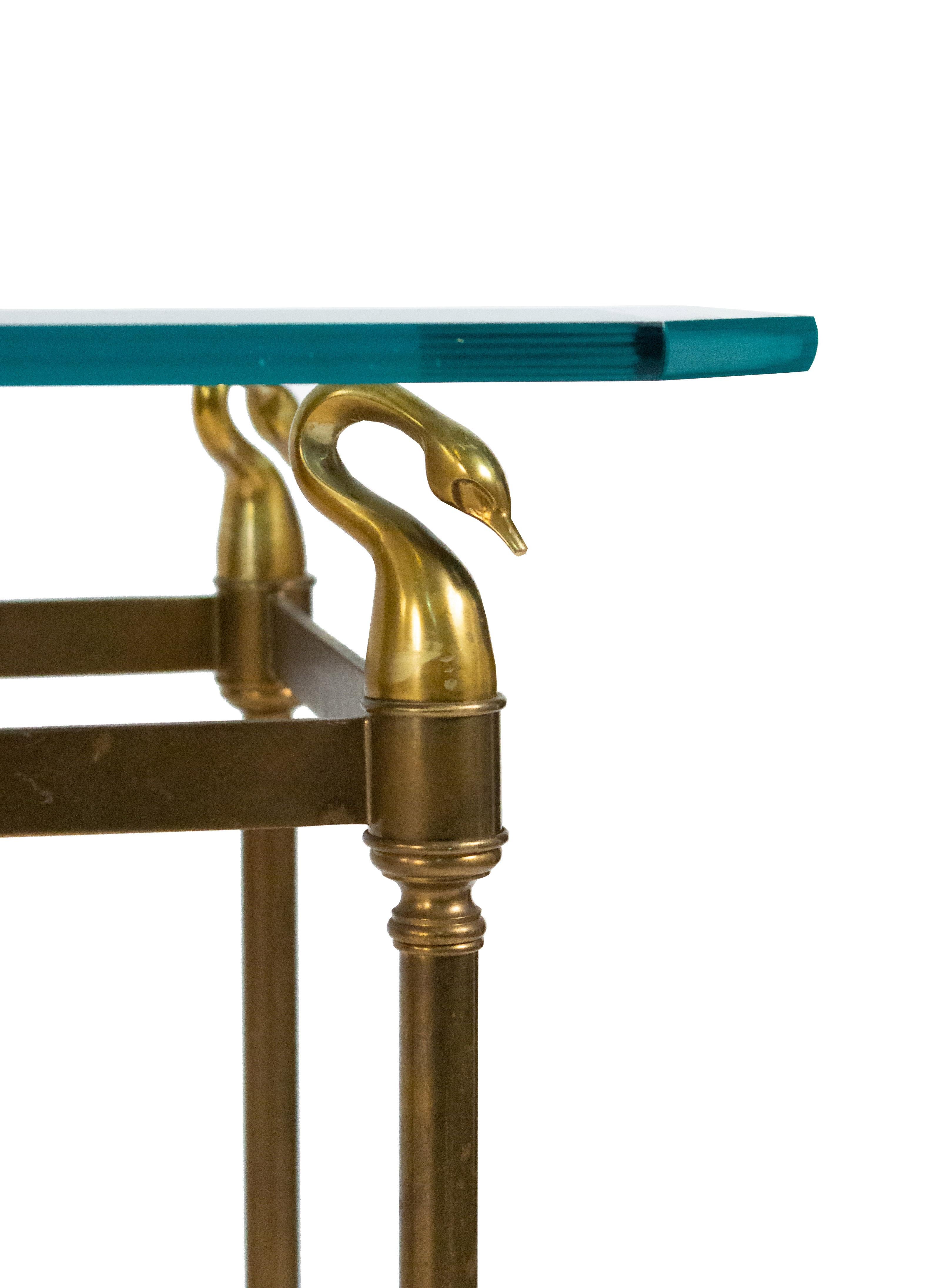 Hollywood Regency Brass and Glass Console Table In Good Condition For Sale In New York, NY